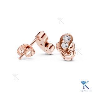 Lab Grown Diamond Abstract Swirl <b>Stud</b> Earrings 14K 18K Solid Gold 2 Stone Paisley Fine Women Jewelry Modern Anniversary Gift - Product Image 4