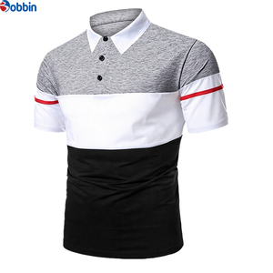 Nouvelle Arrivée Polo Homme Color Block Manches Courtes Tricoté Décontracté Col Rabattu Rayures Blanches, Bleu Marine et Rouges Respirant - Product Image 3