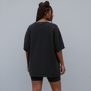 Artículo en Oferta: Conjunto de 2 Piezas para Mujer, 100% Algodón, Color Sólido, Camiseta con Cuello en V y Pantalones Cortos Holgados con Hombros Caídos - Product Image 6