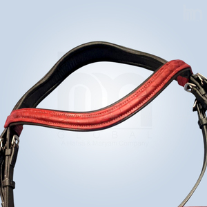 Bridon de luxe en cuir anatomique pour cheval, orange, avec embossage crocodile, fronture ondulée et ferrures en acier inoxydable de haute qualité - Product Image 3