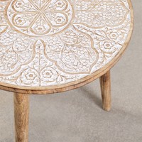 Table d'appoint ronde Vandana Terra Nimbus Ø45 cm en bois de manguier Tienga