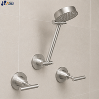 Ensemble de douche mural réglable en chrome sans plomb certifié, avec poignée à levier, jet de pluie, eau chaude et froide