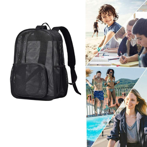 Heavy Duty See-Through Mesh Student Zippered Backpack Multi-Pocket Breathable School Beach <b>Bag</b> OEM Wholesale - Product Image 5