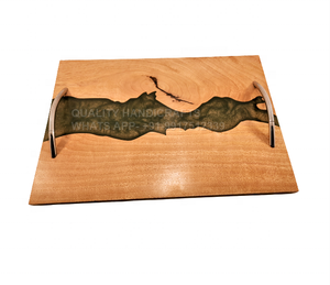 Quality Handicrafts India <b>Large</b> Personalized Epoxy Resin Mango Wood Kitchenware <b>Tray</b> 43x30cm Natural Finish EPCH Certified - Product Image 4