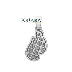925 <b>Silver</b> Rhodium Plated Moissanite Boxing <b>Glove</b> Pendant Round Cut Unisex Everyday Wear Luxury Charm - Product Image 5