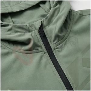 Chándal con Capucha Verde para Hombre, Manga Larga, Cierre Frontal con Cremallera, Patrón Geométrico, Secado Rápido, Deportivo, Corte Regular, Ligero, para Primavera - Product Image 4