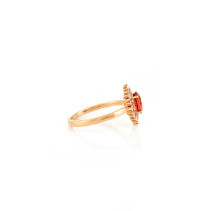 Anillo Minimalista de Oro Rosa K14 con Zafiro Naranja y Diamantes, Diseño Personalizado de Última Moda, para Uso Diario, Proveedor de Joyería - Product Image 5