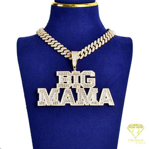 สร้อยคอพรีเมียมประดับเพชรโมอิสซาไนต์พร้อมจี้ตัวอักษรขนาดใหญ่แบบ Iced Out Cuban Chain สไตล์ฮิปฮอปสุดหรู - Product Image 4