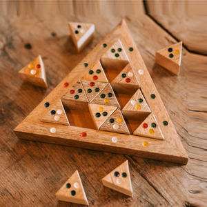 Wooden Triangular <b>Puzzle</b> Board Game With Colorful Dots Interactive Tabletop Brain Teaser Toy For Logic Skill Development Play - Product Image 1