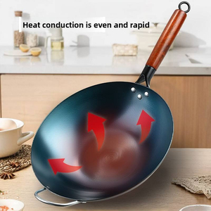 Wok Ligero de Acero al Carbono Antiadherente con Mango de Madera, Sartén Fácil de Limpiar, Apto para Lavavajillas, para Estufas de Gas e Inducción, 30 cm - Product Image 2