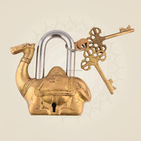Cadenas en laiton massif fait main, forme chameau, finition laiton antique et plaqué or poli, pour la sécurité des portes et armoires domestiques, objet cadeau ethnique