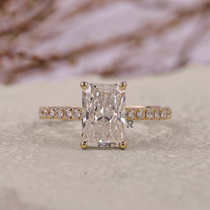 Anillo de Compromiso y Boda Minimalista para Mujer, Nanami Radiant Hidden Halo, Oro Sólido de 10K/14K/18K, Diamante Cultivado en Laboratorio de 1-5CT, Color E, VS1 - Product Image 1