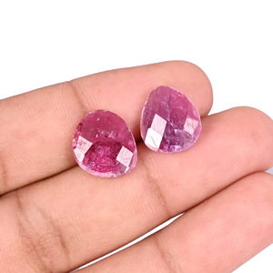 Pierre précieuse en rubis corindon naturel, 11,7 carats, fantaisie, 13x12 mm, pierre à facettes à dos plat pour la fabrication de bijoux |   1 pièce Ishu Gems MM - Product Image 5