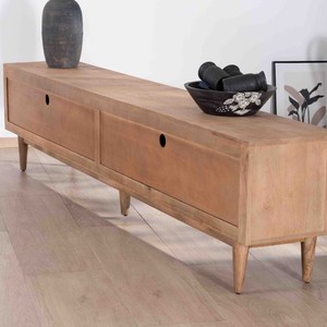 Vandana Ivory AuraLarge contemporary <b>TV</b> <b>unit</b> 240cm in mango wood with 4 doors Cabure - Product Image 5