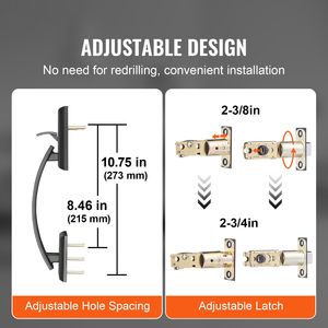 Set di Maniglie per Porte Doppie ad Arco in Nero Opaco - Reversibili, Robuste, per Porte d'Ingresso e Sale da Pranzo - Product Image 2