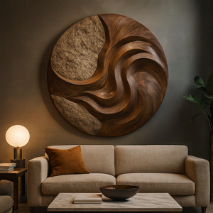 Sculpture murale en bois organique modulaire artisanale pour meubles, bois sculpté unique pour le salon, anniversaire - Product Image 6