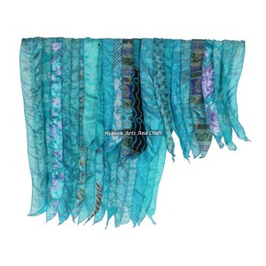 Indian Handmade <b>Vintage</b> Striped Imitation <b>Silk</b> Long Stole Wrap <b>Scarf</b> Dupatta Sari Patch Gift - Product Image 5