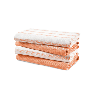 16x28 Inches 230 Gsm Solid Color Microfiber Striped Cotton Kitchen <b>Towels</b> Rectangle Woven Machine Wash Orange White Patterned - Product Image 1