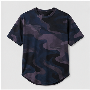Camiseta de Manga Corta para Hombre con Estampado de Camuflaje Personalizado en Azul Humo, Cuello Redondo, MTS-CAMO-0042 - Product Image 1