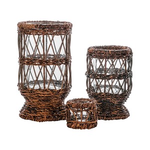 Vintage Style For Garden Uses <b>Rattan</b> Candle Holder Handmade Woven <b>Lantern</b> Outdoor Decor Patio Lighting And Event Home Styling - Product Image 1