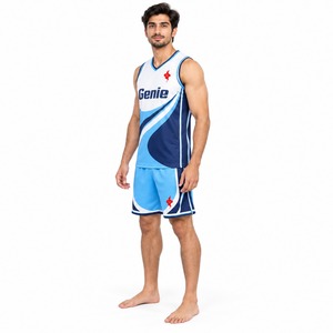 Ensemble uniforme de sport de basketball pour hommes : maillot et short respirants, légers, pour l'entraînement, le jeu et la compétition - Product Image 3