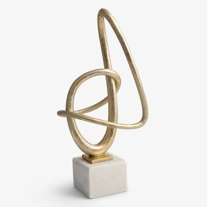 Escultura de anillo geométrico clásica hecha a mano en aluminio chapado en oro, decoración minimalista de lujo, arte de escultura de anillo geométrico. - Product Image 2