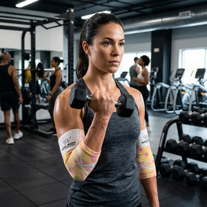 Manga de compresión transpirable de neopreno para codo con cierre de gancho y bucle antideslizante para gimnasio, fitness, levantamiento de pesas y entrenamiento cruzado - Product Image 5