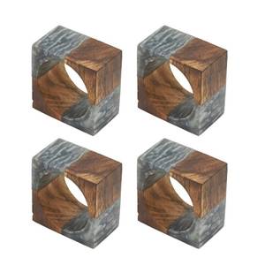 Ensemble d'anneaux de serviette en bois classiques modernes avec motif rayé noir, décoration de table durable et écologique pour les fêtes - Product Image 4