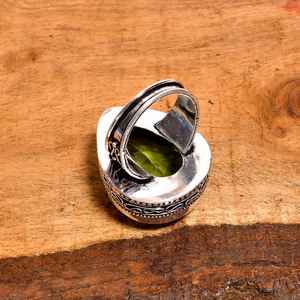 Anillo de peridoto verde en forma de pera, hecho a mano, plata de ley 925, estilo vintage, regalo de joyería para mujer - Product Image 5