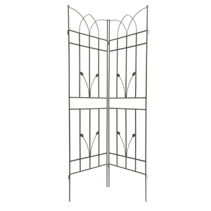 Set di 2 tralicci da giardino in metallo antiruggine marrone da 180 cm x 45 cm per piante rampicanti, supporto per fiori da esterno - Product Image 4