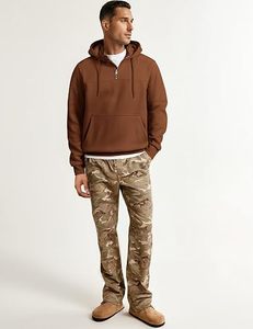 Men's Brown Pullover Hoodie Regular Fit Fleece Casual Hooded <b>Sweatshirt</b> Kangaroo Pocket Drawstring Winter Wear 100% Polyester - Product Image 4
