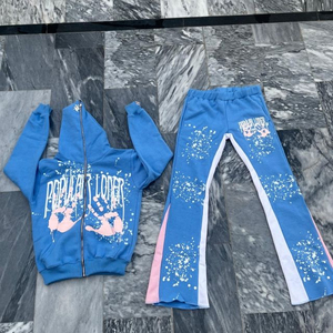 Conjuntos Deportivos Unisex Personalizados Estilo Urbano, Pantalones Deportivos Anchos con Estampado Vintage Hip Hop, 400 GSM, Algodón de Secado Rápido y Transpirable - Product Image 4