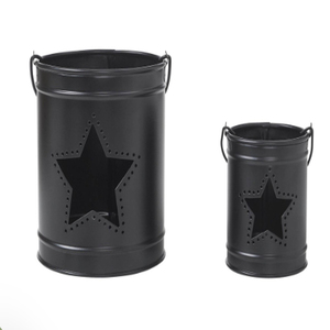 Juego de 2 Portavelas Metálicos Negros con Diseño de Estrella Patriótica, Portavelas Pequeños - Product Image 2