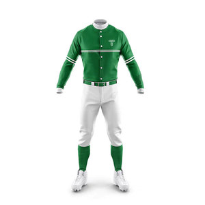 Uniforme de Béisbol para Hombre, Verde y Blanco, Jersey de Manga Larga con Logotipo Bordado, Poliéster Transpirable, Ropa para Todas las Temporadas - Product Image 1