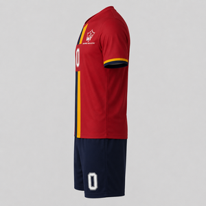 Ensemble Maillot et Short de Football Personnalisé Rouge Bleu Marine Jaune Respirant Anti-Transpiration 100% Polyester Tenue d'Équipe de Football pour Hommes Toutes Tailles - Product Image 3