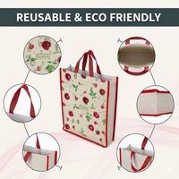 Sac fourre-tout réutilisable et écologique pour femmes, imprimé cerises, sac de courses pour les promotions de détail et les épiceries