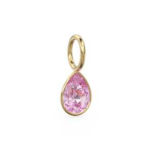Colgante de Turmalina Rosa de 7mm en Oro Amarillo Sólido de 14k con Engaste para Joyería / Piedra de Nacimiento de Octubre / Gema Rosa / Corte Pera - Product Image 6