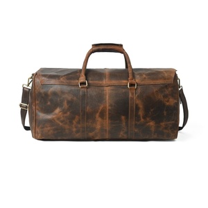 Sac de voyage week-end en cuir pleine fleur personnalisé, sac de voyage en cuir véritable, sac de sport avec compartiment à chaussures - Product Image 1