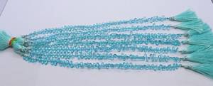 AAA Natural Sky Blue Apatite Faceted Pear Shape Briolette 4x6 MM Light Blue Apatite <b>Gemstone</b> Beads Strand Loose Apatite Beads - Product Image 5