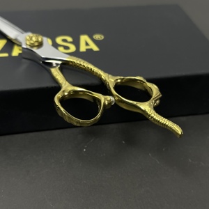 Ciseaux de coiffure professionnels IKZ Gold 440C pour droitiers, avec anneaux ergonomiques pour les doigts, pour barbiers professionnels - Product Image 2