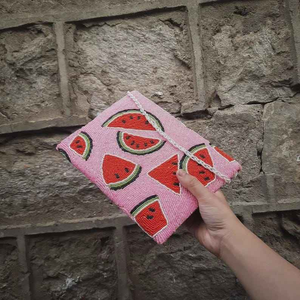 กระเป๋าใส่เหรียญปักลายมือทำพรีเมียมสำหรับผู้หญิง กระเป๋าซิปเปลือกหอยมุกสีน้ำเงินพร้อมงานปักผ้าแคนวาส - Product Image 4