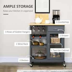 Carrello da Cucina Moderno in Acciaio e Rovere con Portabottiglie e Ripiani Regolabili - Carrello Multiuso Portatile - Product Image 4