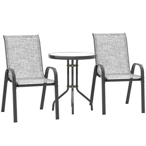 Juego de Muebles de Bar Pequeños de 3 Piezas, Color Gris, para Patio y Jardín - Product Image 5