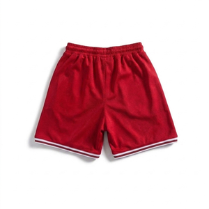 <b>Men's</b> <b>Red</b> Solid Color Breathable Polyester <b>Shorts</b> With Side Stripe Drawstring Waist Casual Style - Product Image 3