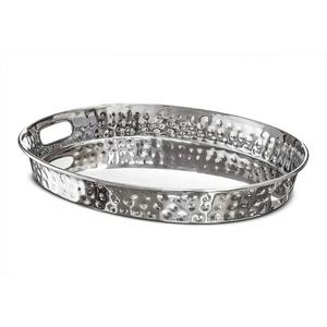 ถาดเสิร์ฟโลหะสีเงินขนาดใหญ่ทำมือพร้อมที่จับสำหรับตกแต่งงานแฮนด์เมด - Product Image 1