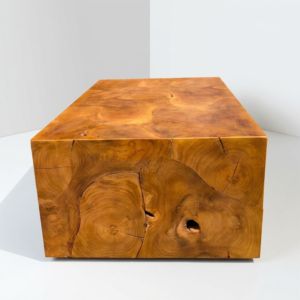 Mesa de Centro Rectangular Moderna Orgánica de Madera Maciza con Bloques de Raíz y Mosaico en Cascada, Escultórica y Rústica para Sala de Estar, Venta al por Mayor y Exportación - Product Image 4