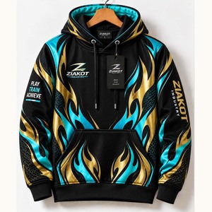 Wholesale Direct Ziakot Industry Custom <b>Stitched</b> Black Kelly Green Gold Football Pullover Sweatshirt <b>Hoodie</b> - Product Image 3
