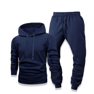 Ensemble de survêtement pour homme en molleton 100% coton avec logo personnalisé, coupe ample, en tissu éponge français épais, comprenant un sweat à capuche et un pantalon de jogging - Product Image 1