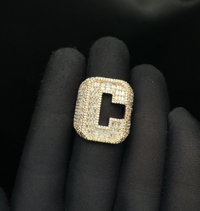 แหวนเงินแท้ 925 ประดับเพชรโมอิสซาไนต์ ตัวอักษร G ดีไซน์แบบ Iced Out สไตล์ฮิปฮอป - Product Image 1