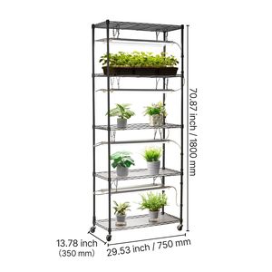 Étagère à plantes d'intérieur DIY de 71 pouces de hauteur avec lampes de culture robustes à spectre complet 192W 5000K, LED lumière du jour 5000K, roues incluses - Product Image 5